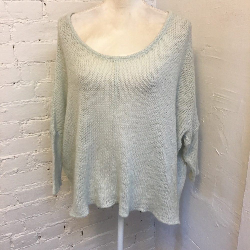 Wooden Ships Paola Buendia slouchy open knit v neck sweater blue s/m
